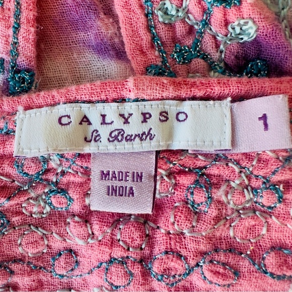 Calypso St Barth womens sz small boho tunic mini dress cover up pink tie dye - Picture 11 of 15